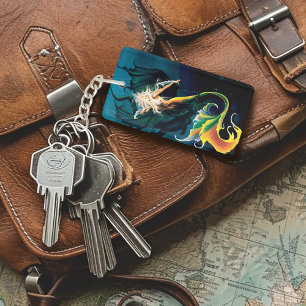 Enchanting Blue Fantasy Mermaid Dragon  Keychain