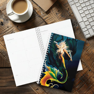 Enchanting Blue Fantasy Mermaid Dragon Planner