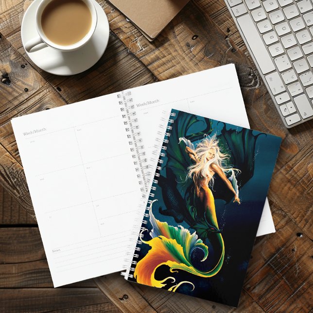Enchanting Blue Fantasy Mermaid Dragon Planner (Creator Uploaded)