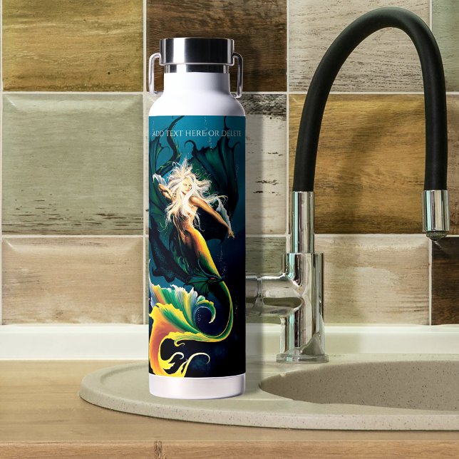 Enchanting Blue Fantasy Mermaid Dragon Water Bottle (Creator Uploaded)