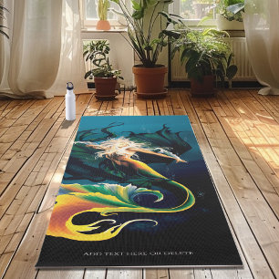 Enchanting Blue Fantasy Mermaid Dragon Yoga Mat