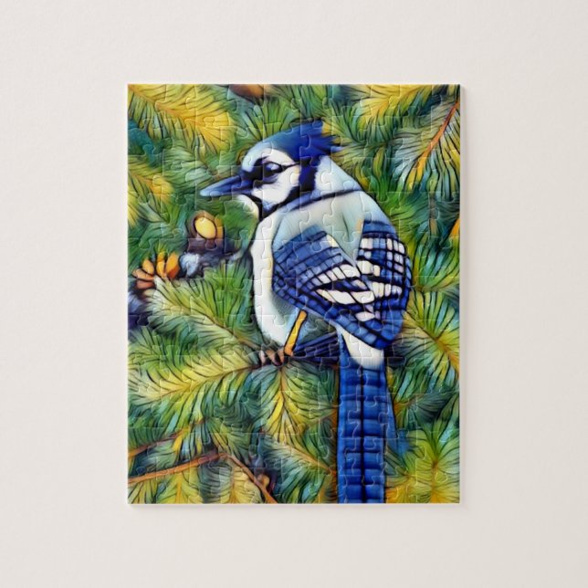 Enchanting Blue Jay Print Jigsaw Puzzle (Vertical)