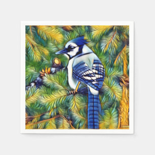 Enchanting Blue Jay Print Napkins
