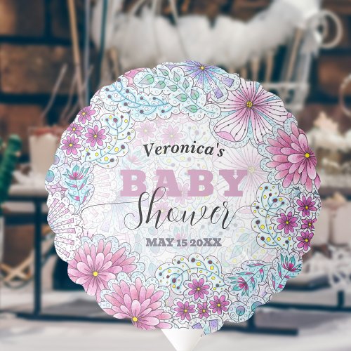 Enchanting Bohemian Meadow Flowers Baby Shower Balloon