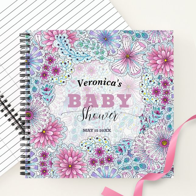 Enchanting Bohemian Meadow Flowers Baby Shower Notebook (Creator Uploaded)