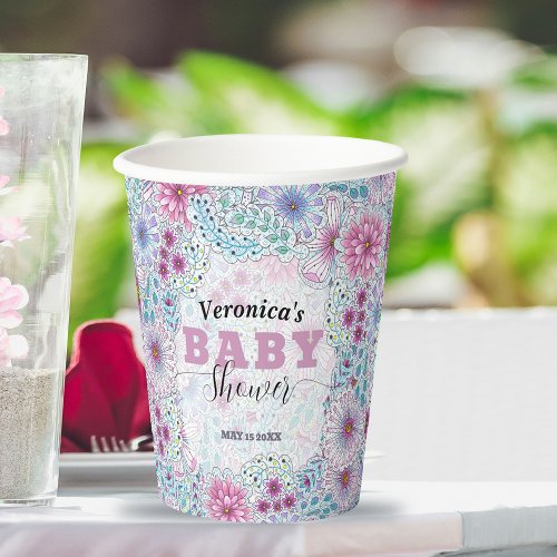 Enchanting Bohemian Meadow Flowers Baby Shower  Paper Cups