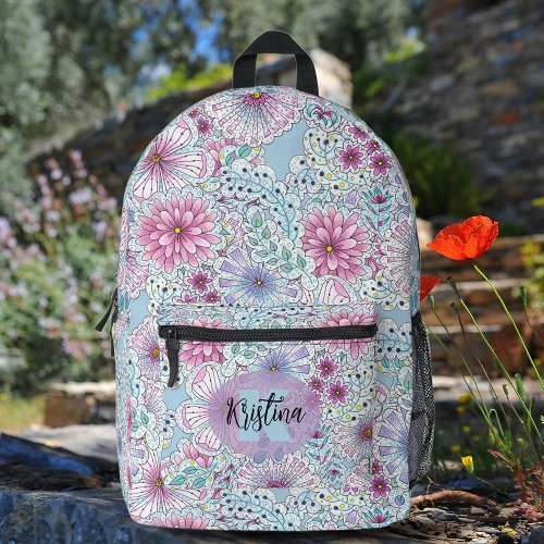 Enchanting Bohemian Pastel Meadow Flowers Printed Backpack