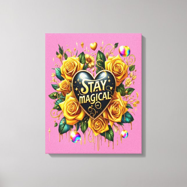 Enchanting Bouquet of Golden Roses And Hear  16x20 Canvas Print (Front)