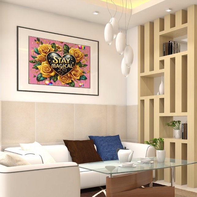 Enchanting Bouquet of Golden Roses And Heart 20x16 Poster (Creator Uploaded)