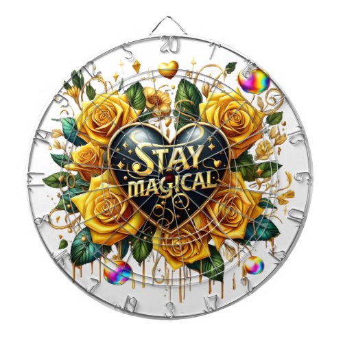 Enchanting Bouquet of Golden Roses And Heart  Dart Board