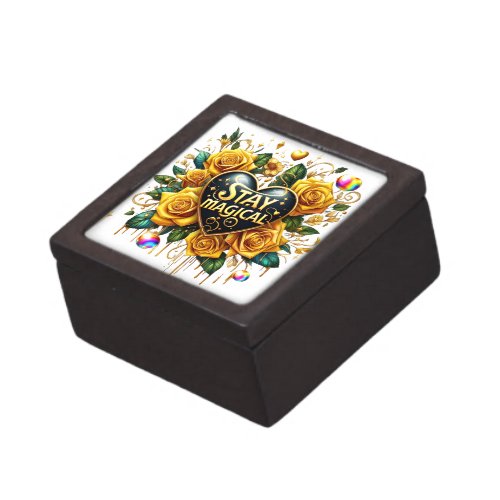 Enchanting Bouquet of Golden Roses And Heart  Gift Box