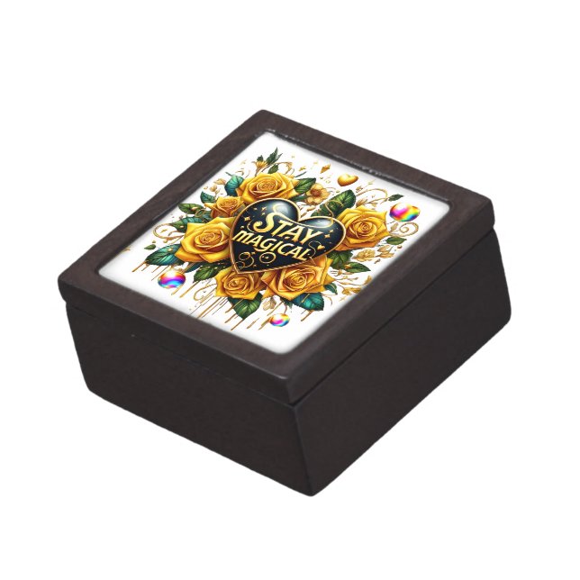 Enchanting Bouquet of Golden Roses And Heart  Gift Box (Side)