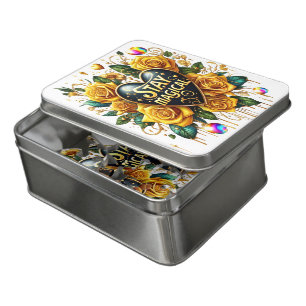 Enchanting Bouquet of Golden Roses And Heart Jigsaw Puzzle