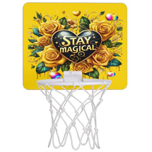Enchanting Bouquet of Golden Roses And Heart  Mini Basketball Hoop