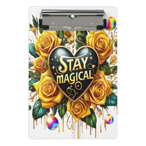 Enchanting Bouquet of Golden Roses And Heart  Mini Clipboard