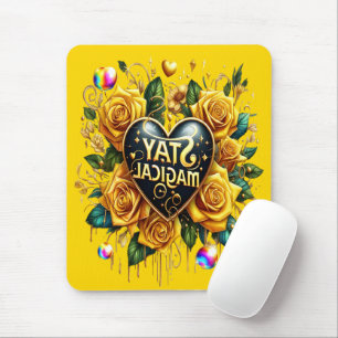 Enchanting Bouquet of Golden Roses And Heart Mouse Pad