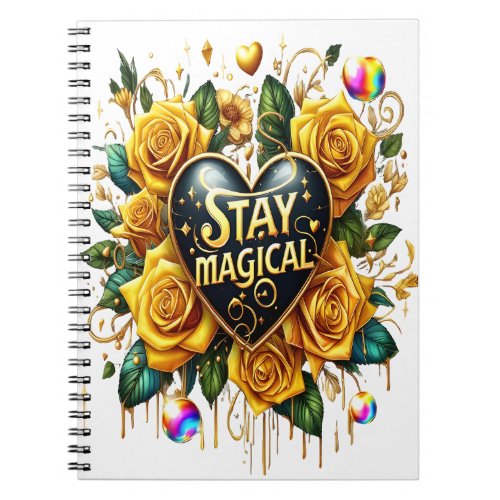 Enchanting Bouquet of Golden Roses And Heart  Notebook