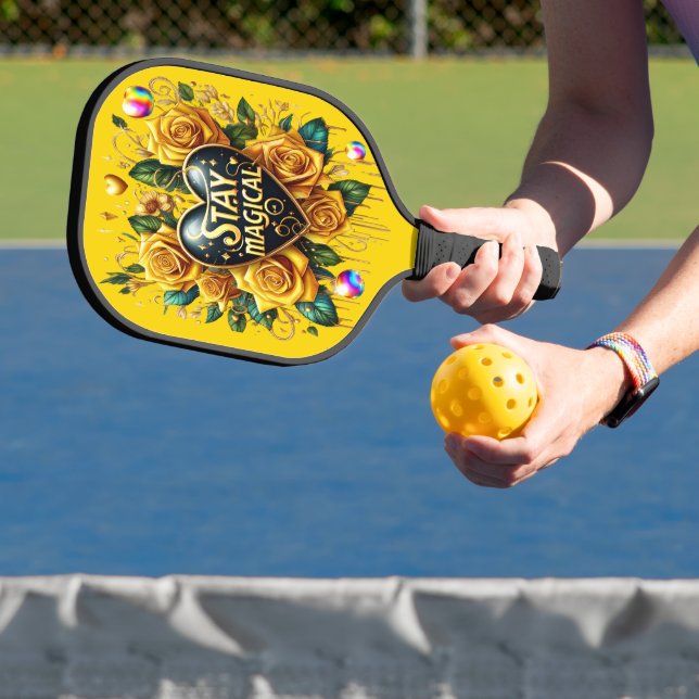 Enchanting Bouquet of Golden Roses And Heart  Pickleball Paddle (Insitu)