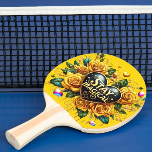 Enchanting Bouquet of Golden Roses And Heart  Ping Pong Paddle