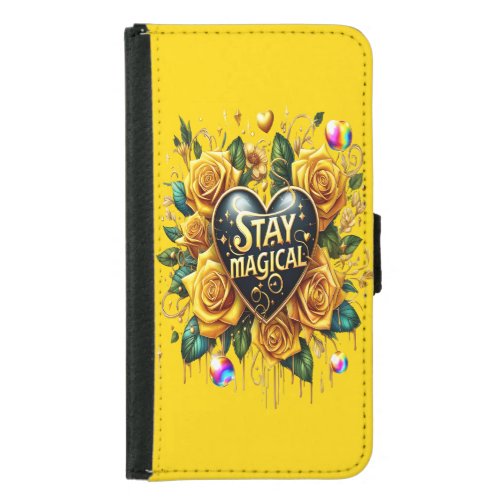 Enchanting Bouquet of Golden Roses And Heart  Samsung Galaxy S5 Wallet Case