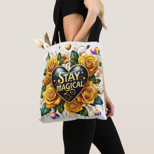 Enchanting Bouquet of Golden Roses And Heart  Tote Bag