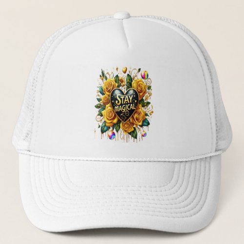 Enchanting Bouquet of Golden Roses And Heart  Trucker Hat