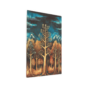 Enchanting Brown Deer in Fractal Forest Watercolor Metal Print