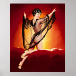 Enchanting Brunette In Firelight Pin Up Poster at Zazzle