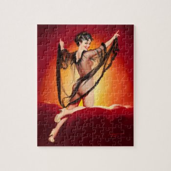 Enchanting Brunette Pin Up Art Jigsaw Puzzle by Pin_Up_Art at Zazzle
