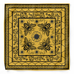 Enchanting BumbleBee and Sunflower Bandana