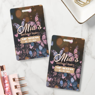 Enchanting Butterfly Birthday Party VIP Access Badge