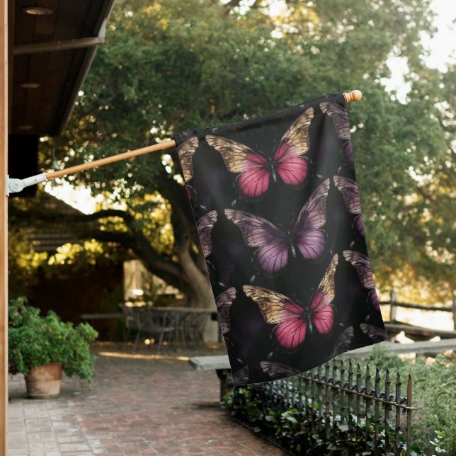 Enchanting Butterfly Pattern House Flag (In SItu)