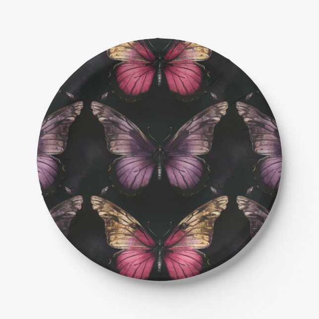 Enchanting Butterfly Pattern Paper Plates (Front)