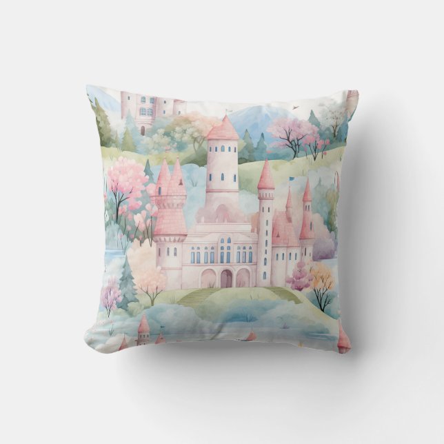 Enchanting Castle Landscape - Throw Pillow (Front)