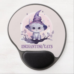 Enchanting Cat – Cute Pastel Purple Witch Cat Gel Mouse Pad