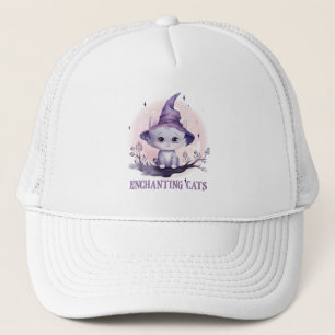 Enchanting Cat – Cute Pastel Purple Witch Cat Trucker Hat