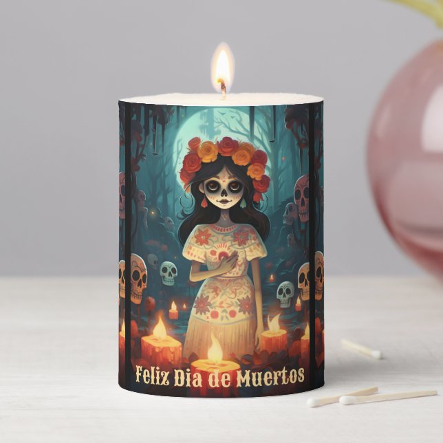  🌹Enchanting Catrina Die de Muertos 🌹 Pillar Candle (In Situ)