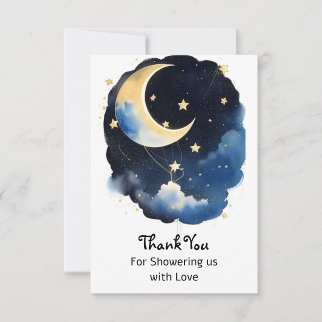 Enchanting Celestial Boy Baby Shower Thank You Card (Front)