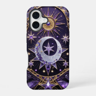 Enchanting Celestial Violet and Gold Design  Case- iPhone 16 Case
