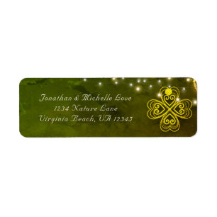 Enchanting Celtic Clover and String Lights Address Label