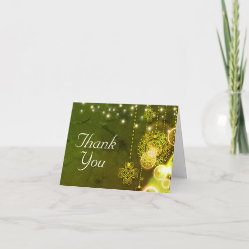 Enchanting Celtic Clovers and String Lights Thank You Card