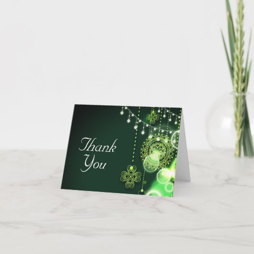 Enchanting Celtic Clovers and String Lights Thank You Card