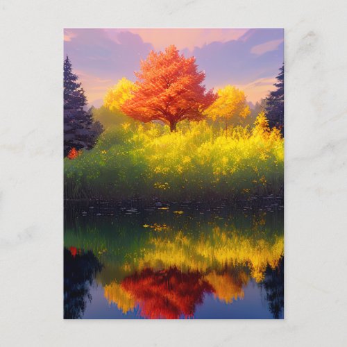 Enchanting Charm of the Colorful Trees Postcard