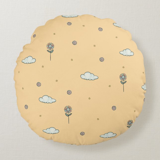 Enchanting children room Peach Round Pillow (Front)