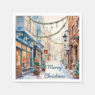 Enchanting Christmas Alley Whimsical Street Napkins