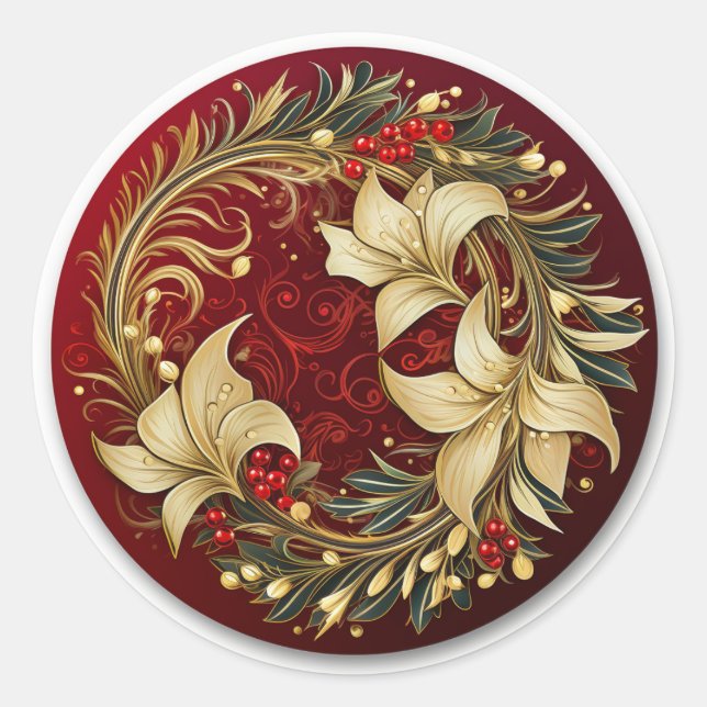 Enchanting Christmas Botanicals  Classic Round Sticker (Front)