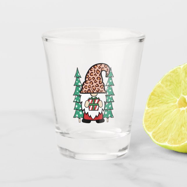 Enchanting Christmas Gnome Sipping Festive Elixir  Shot Glass (Front)