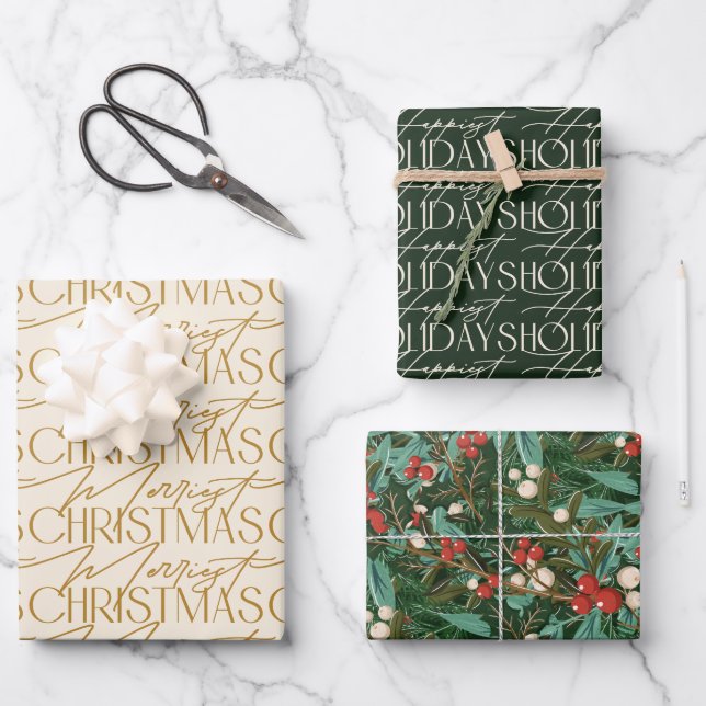 Enchanting Classic Elegance Christmas Holiday Wrapping Paper Sheets (Front)