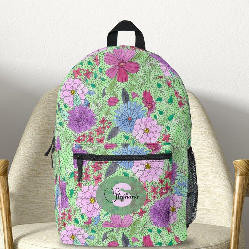 Enchanting Colorful Artistic Garden Blooms Printed Backpack