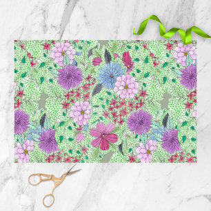 Enchanting Colorful Watercolor Garden Blooms Tissue Paper